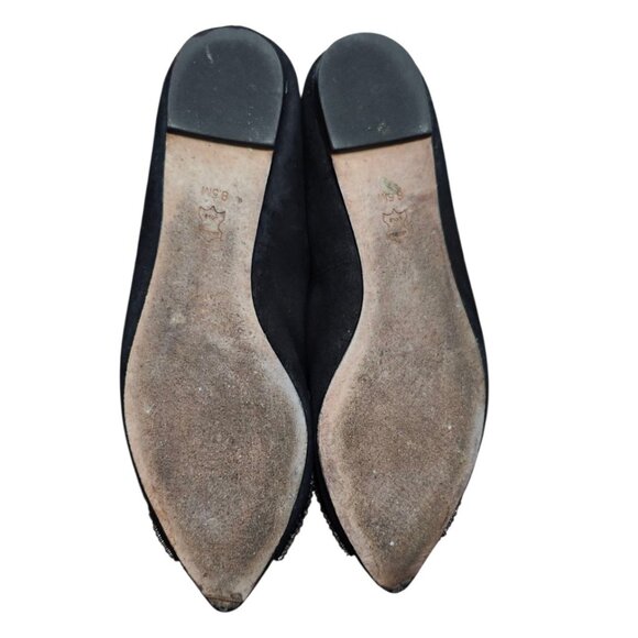 Tory Burch Black Sliver Rhinestone Bow Flats Women Size 8.5 M - Picture 12 of 14